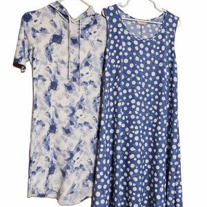 Lot of Two Blue and White Casual Summer Dresses - Size Medium